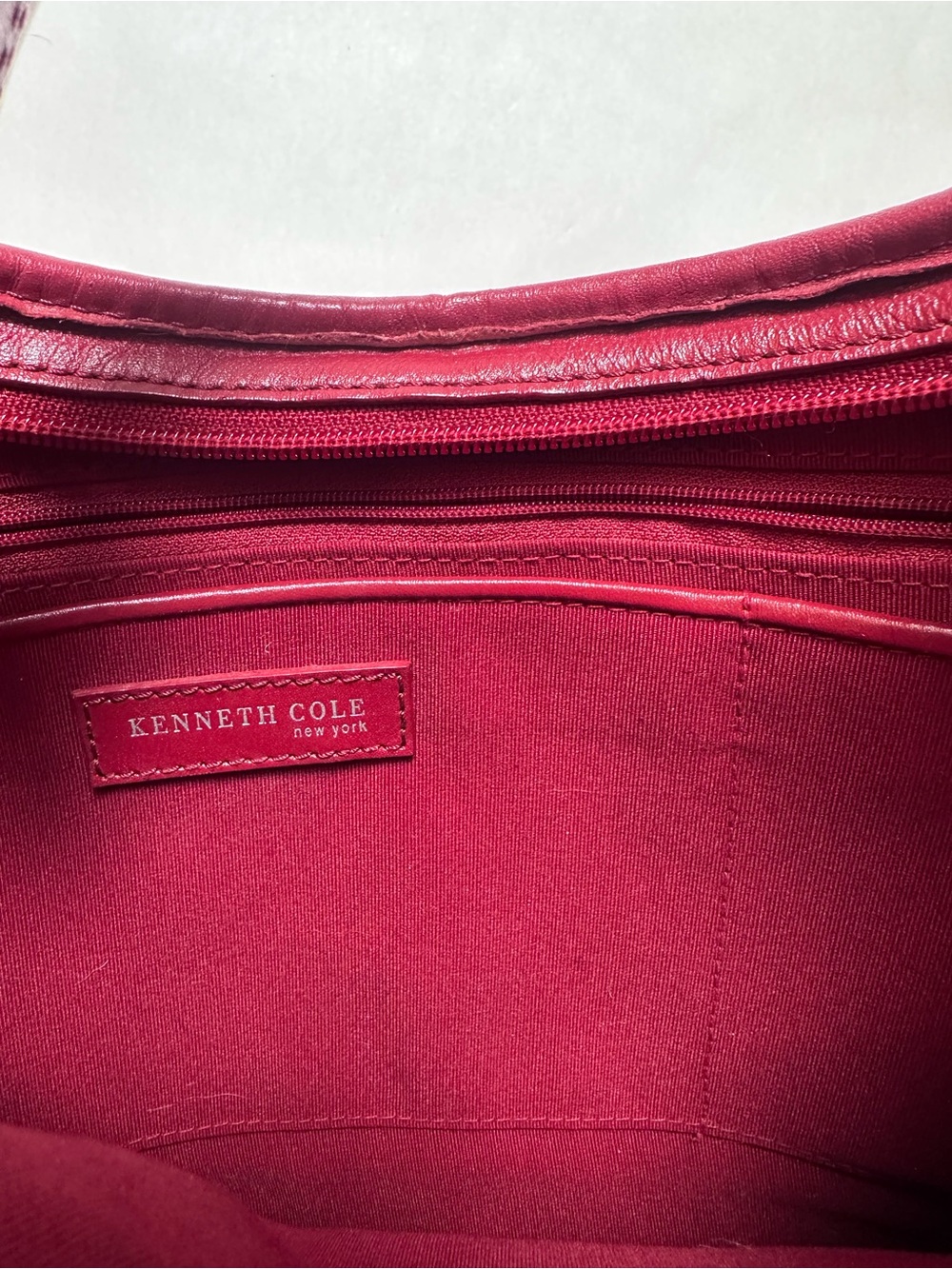 Kenneth Cole Y2K Burgundy Leather Floral Embossed Hobo Shoulder Bag Boho - Picture 10 of 10